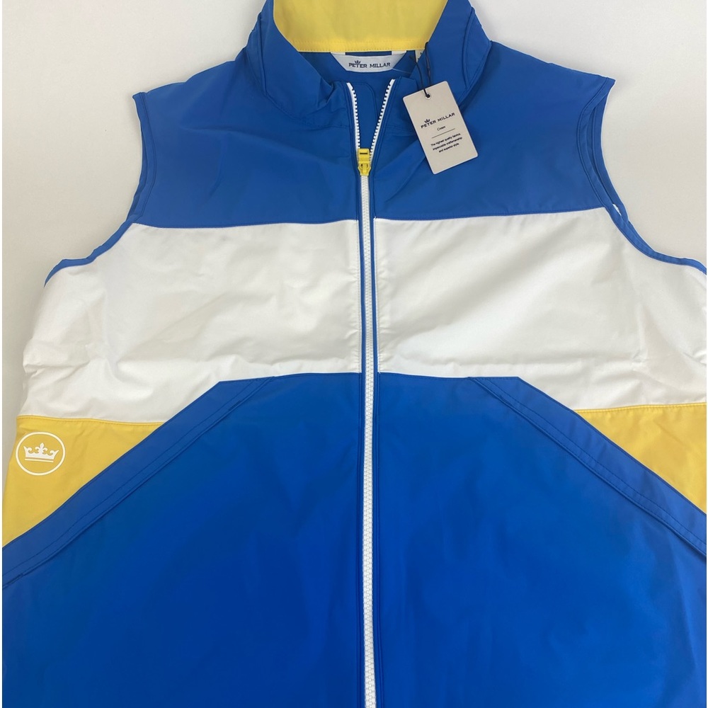 NWT Peter Millar Crown Sailing Nautilus Blue White Golf Zip Up Vest MEDIUM $168